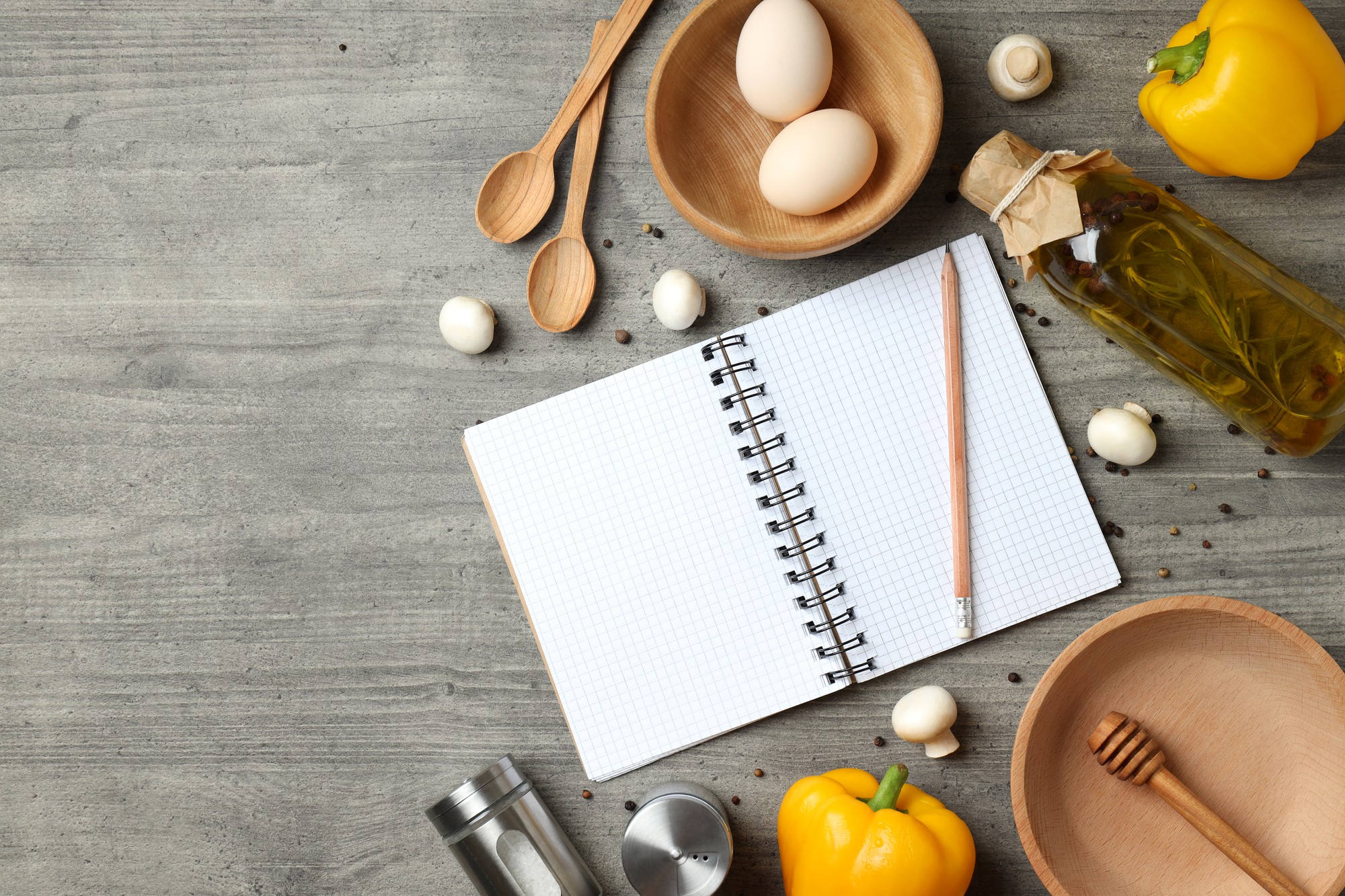 Set of kitchen tools and notebook